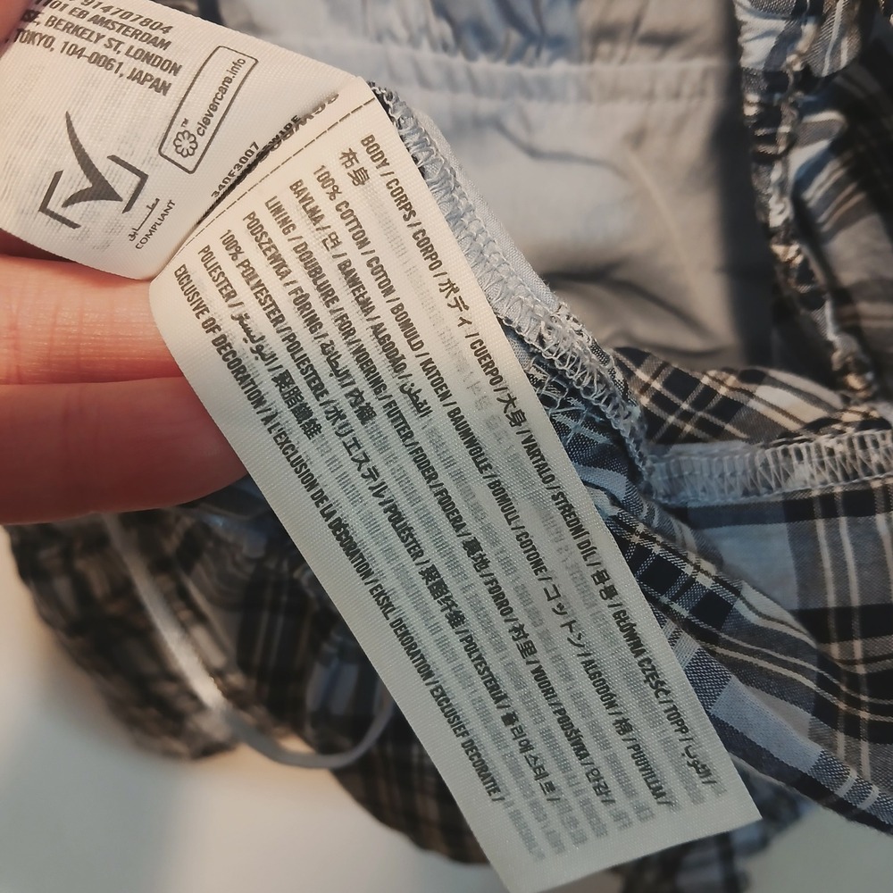 Hollister Med Halter Blue Plaid cottage y2k preppy 100% cotton 70s 90s beach - Picture 7 of 7